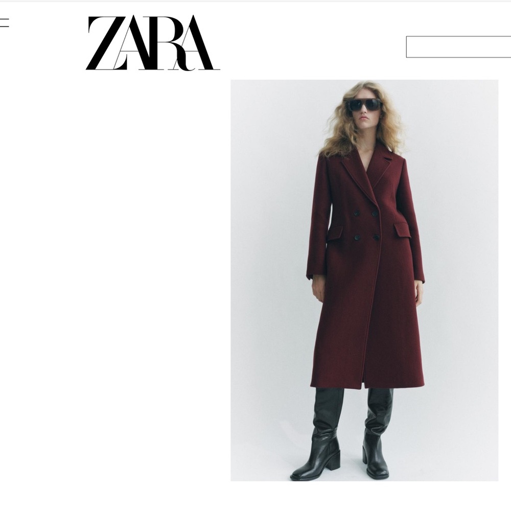 Zara MANTECO WOOL BLEND COAT ZW COLLECTION
BURGUNDY - REF 9231/756 burgun SXL
